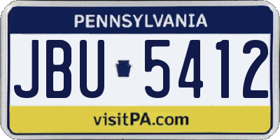 PA license plate JBU5412