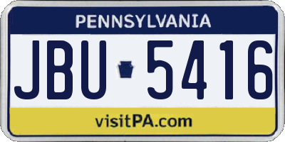 PA license plate JBU5416