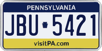 PA license plate JBU5421