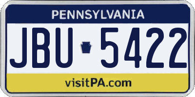 PA license plate JBU5422