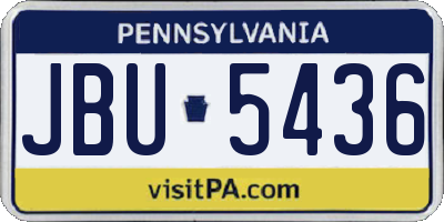 PA license plate JBU5436