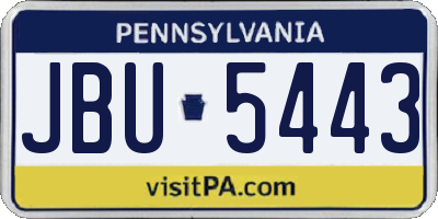 PA license plate JBU5443