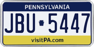 PA license plate JBU5447