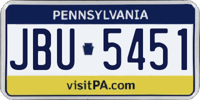 PA license plate JBU5451