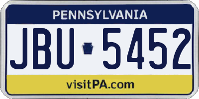 PA license plate JBU5452