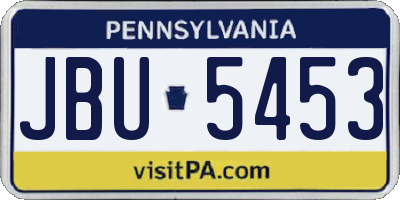 PA license plate JBU5453