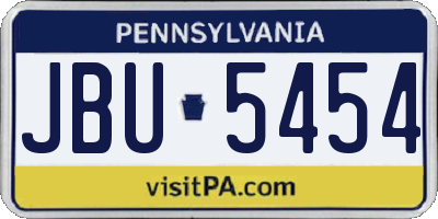 PA license plate JBU5454