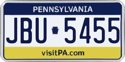 PA license plate JBU5455