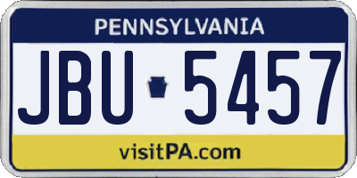 PA license plate JBU5457