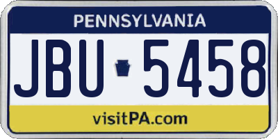 PA license plate JBU5458