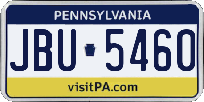 PA license plate JBU5460