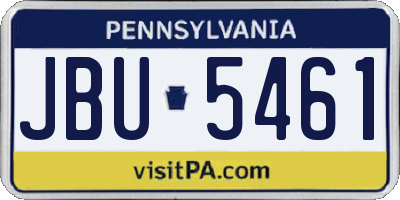 PA license plate JBU5461