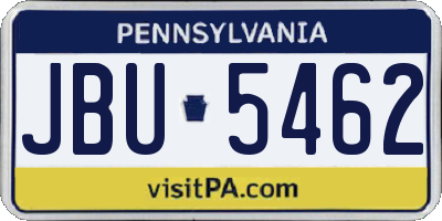 PA license plate JBU5462