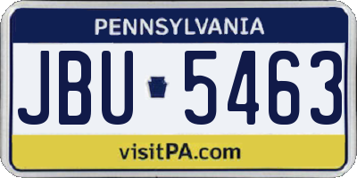 PA license plate JBU5463