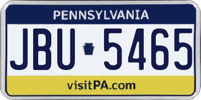 PA license plate JBU5465
