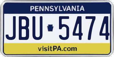 PA license plate JBU5474