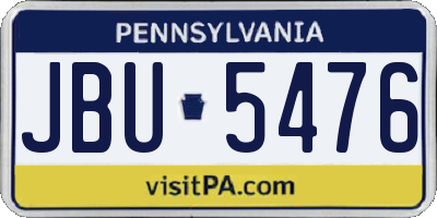 PA license plate JBU5476