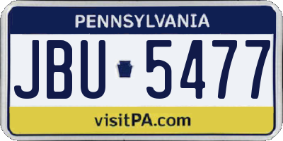 PA license plate JBU5477