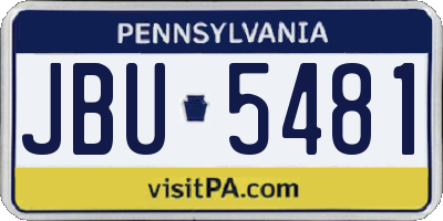 PA license plate JBU5481