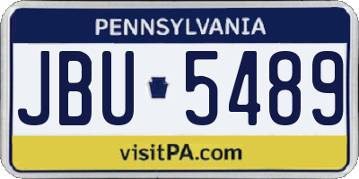 PA license plate JBU5489