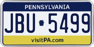 PA license plate JBU5499