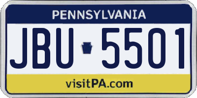 PA license plate JBU5501