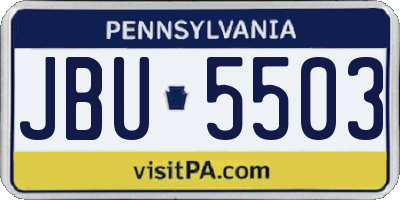 PA license plate JBU5503
