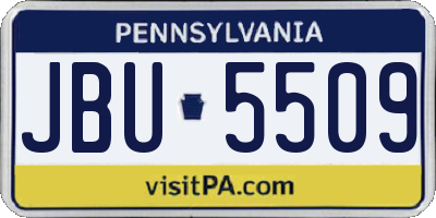 PA license plate JBU5509