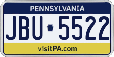 PA license plate JBU5522