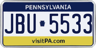 PA license plate JBU5533
