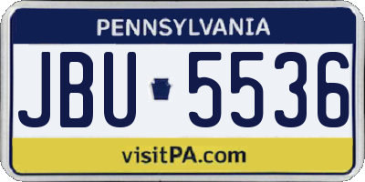PA license plate JBU5536