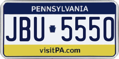 PA license plate JBU5550