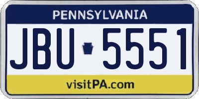 PA license plate JBU5551