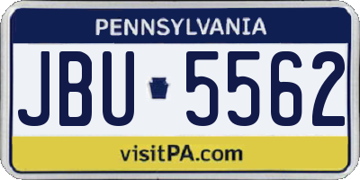 PA license plate JBU5562
