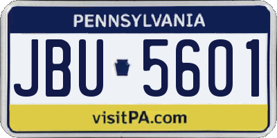 PA license plate JBU5601