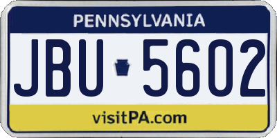 PA license plate JBU5602