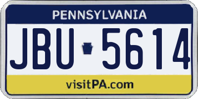 PA license plate JBU5614