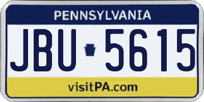 PA license plate JBU5615