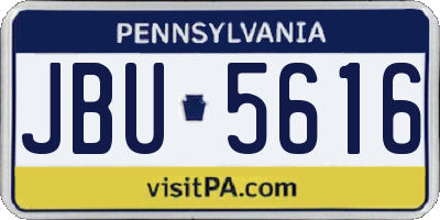 PA license plate JBU5616