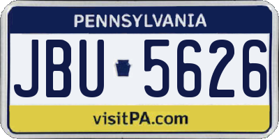 PA license plate JBU5626