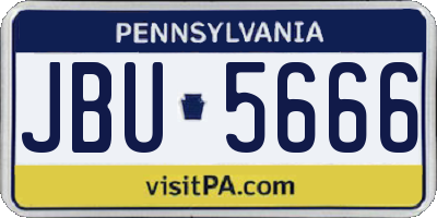 PA license plate JBU5666