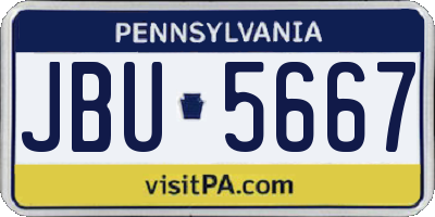 PA license plate JBU5667