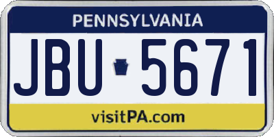 PA license plate JBU5671