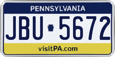 PA license plate JBU5672