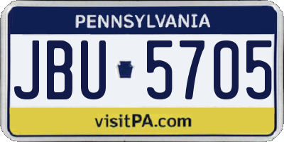 PA license plate JBU5705