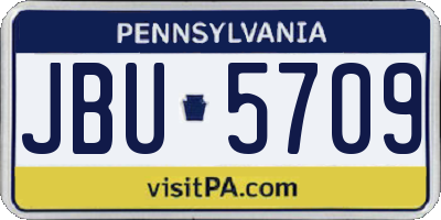 PA license plate JBU5709