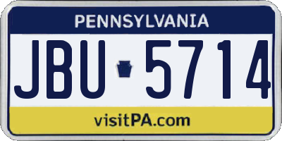 PA license plate JBU5714
