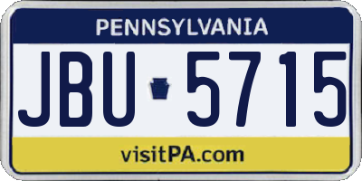 PA license plate JBU5715