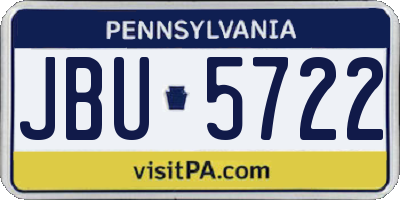 PA license plate JBU5722