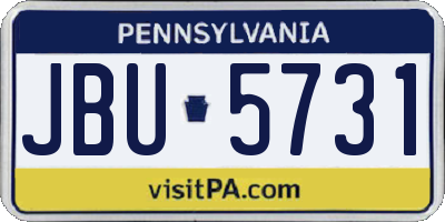 PA license plate JBU5731